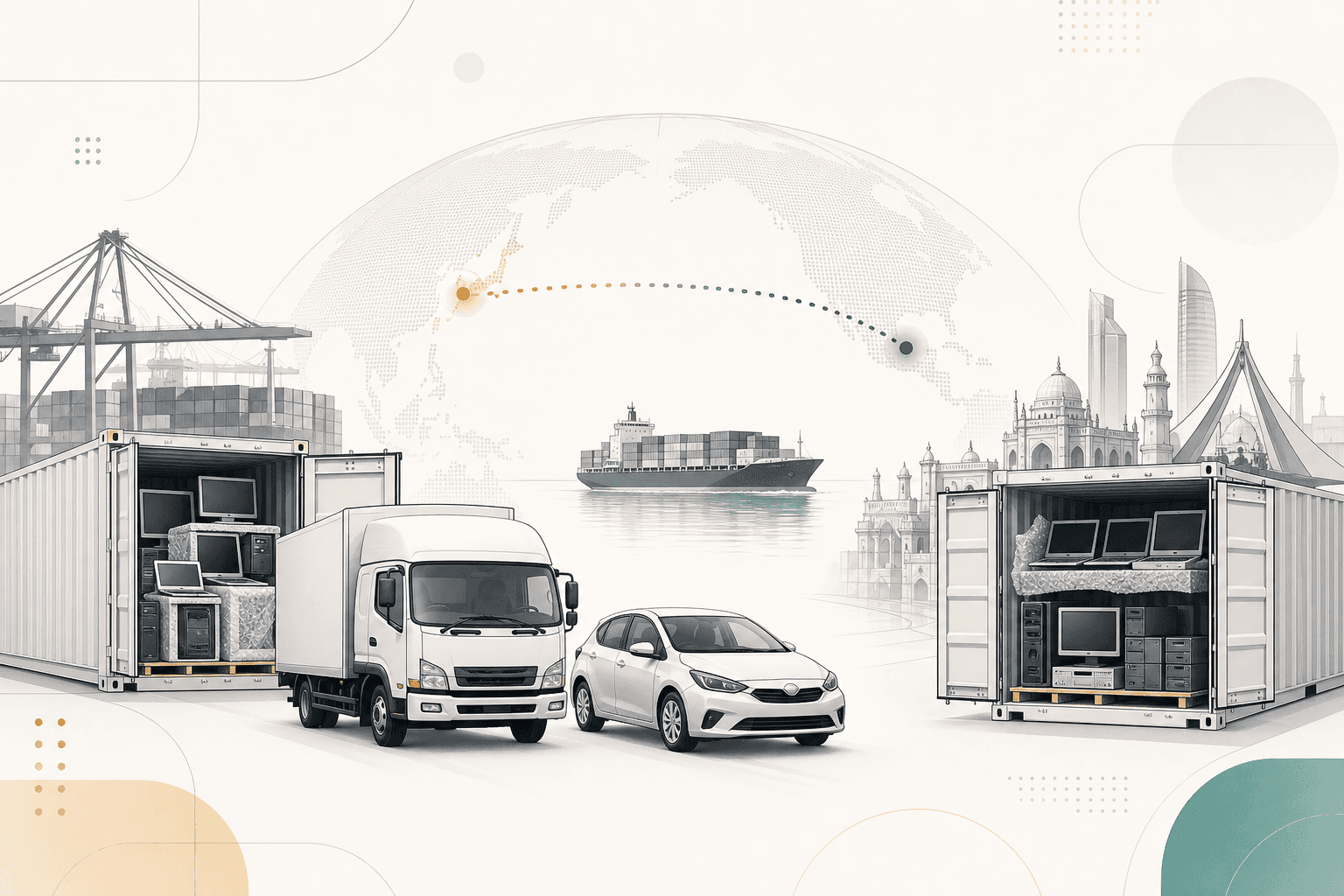Vehicles and refurbished computers exported from Japan